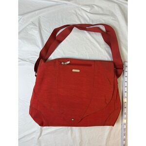 Baggallini Neighborhood Deep Red Nylon Laptop Messenger Bag‎ Adjustable Luggage